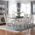 Ensemble de 7 pièces de table à pieds Magnolia Manor, blanc antique, écorce patinée