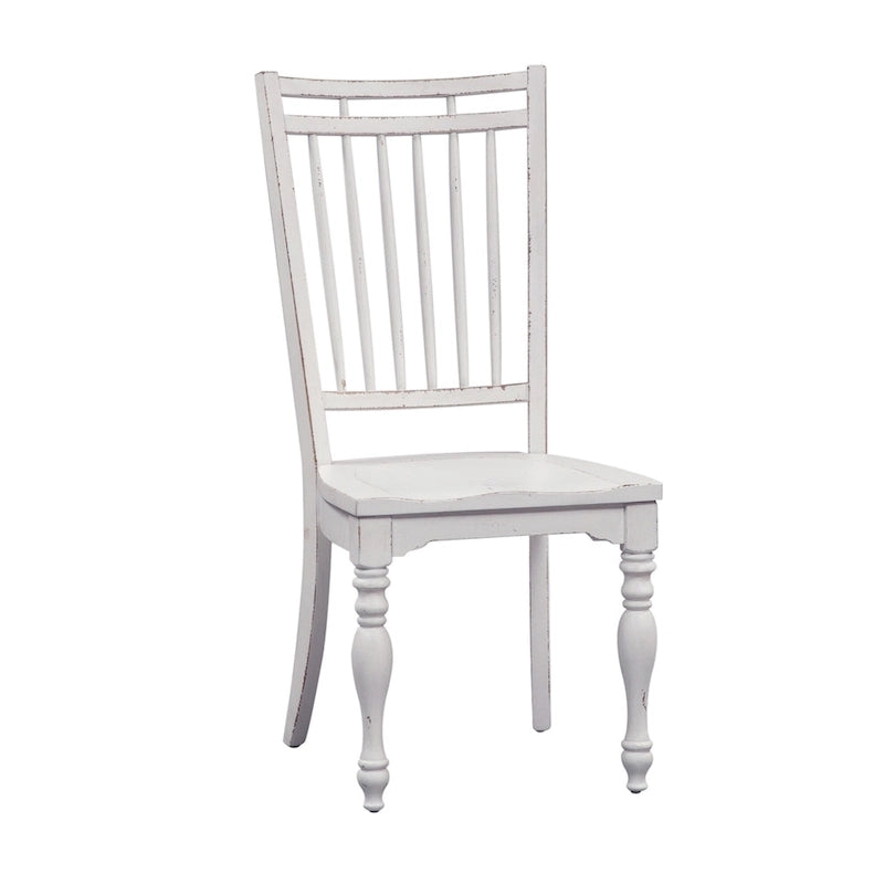 Ensemble de 7 pièces de table à pieds Magnolia Manor, blanc antique, écorce patinée