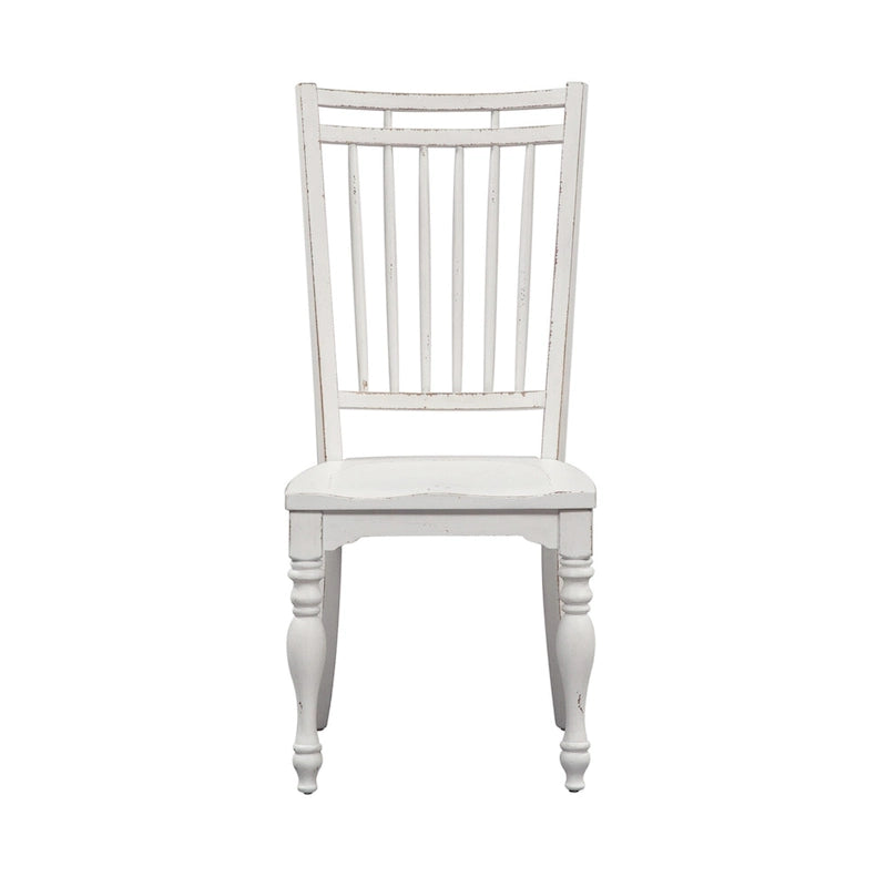 Ensemble de 7 pièces de table à pieds Magnolia Manor, blanc antique, écorce patinée
