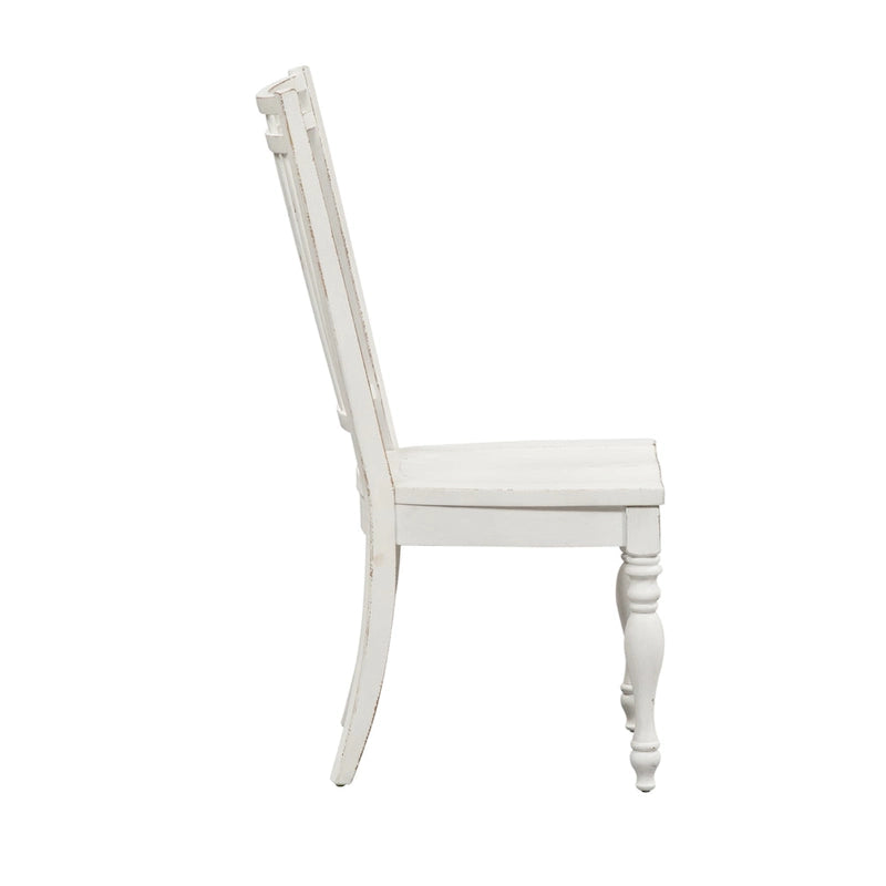 Ensemble de 7 pièces de table à pieds Magnolia Manor, blanc antique, écorce patinée