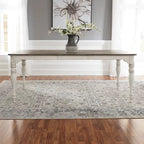 Ensemble de 7 pièces de table à pieds Magnolia Manor, blanc antique, écorce patinée