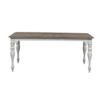 Ensemble de 7 pièces de table à pieds Magnolia Manor, blanc antique, écorce patinée