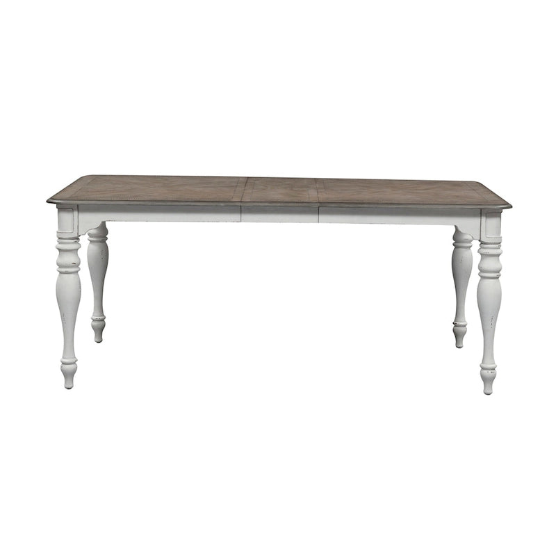 Ensemble de 7 pièces de table à pieds Magnolia Manor, blanc antique, écorce patinée