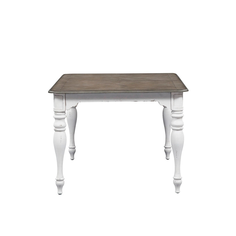 Ensemble de 7 pièces de table à pieds Magnolia Manor, blanc antique, écorce patinée