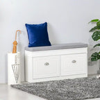 Banc à chaussures HOMCOM pour entrée, meuble de rangement avec coussin, 2 tiroirs, étagère réglable, blanc - 41 x 9,5 x 21,75