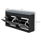 Banc à chaussures HOMCOM pour entrée, meuble de rangement avec coussin, 2 tiroirs, étagère réglable, blanc - 41 x 9,5 x 21,75