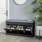 Banc à chaussures HOMCOM pour entrée, meuble de rangement avec coussin, 2 tiroirs, étagère réglable, blanc - 41 x 9,5 x 21,75