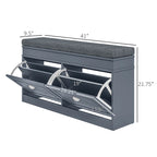 Banc à chaussures HOMCOM pour entrée, meuble de rangement avec coussin, 2 tiroirs, étagère réglable, blanc - 41 x 9,5 x 21,75