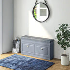 Banc à chaussures HOMCOM pour entrée, meuble de rangement avec coussin, 2 tiroirs, étagère réglable, blanc - 41 x 9,5 x 21,75