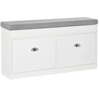 Banc à chaussures HOMCOM pour entrée, meuble de rangement avec coussin, 2 tiroirs, étagère réglable, blanc - 41 x 9,5 x 21,75