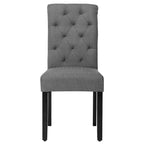 Chaises de salle à manger Parson à dossier haut capitonnées en tissu et pieds noirs, ensemble de 2