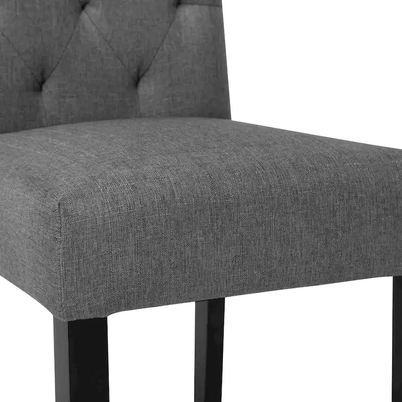 Chaises de salle à manger Parson à dossier haut capitonnées en tissu et pieds noirs, ensemble de 2