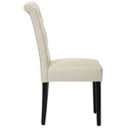 Chaises de salle à manger Parson à dossier haut capitonnées en tissu et pieds noirs, ensemble de 2