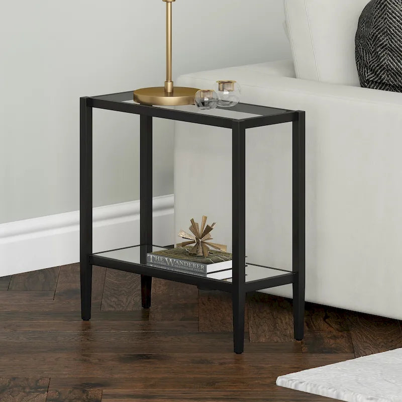 Table d'appoint rectangulaire Hera 24 avec étagère en verre