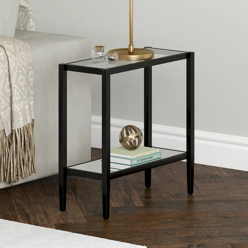 Table d'appoint rectangulaire Hera 24 avec étagère en verre