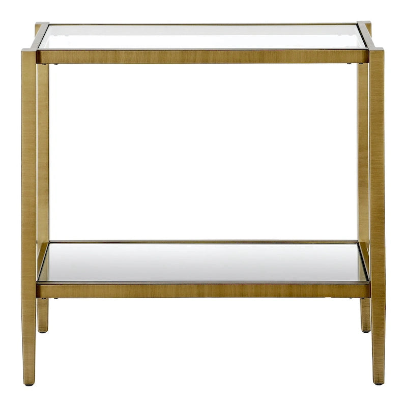 Table d'appoint rectangulaire Hera 24 avec étagère en verre