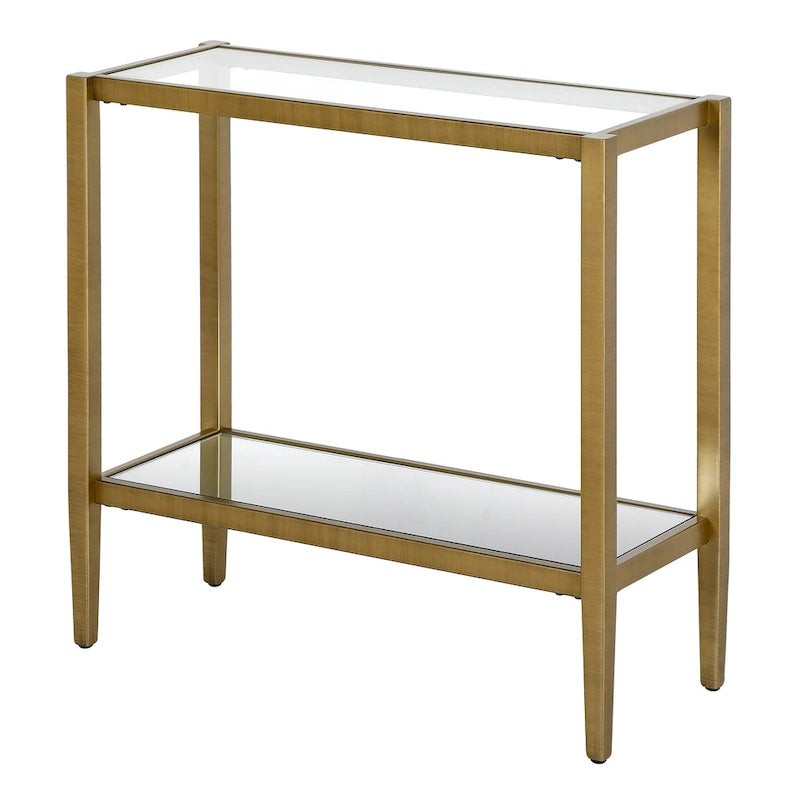 Table d'appoint rectangulaire Hera 24 avec étagère en verre