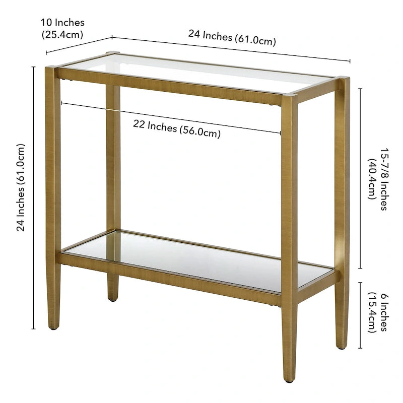Table d'appoint rectangulaire Hera 24 avec étagère en verre
