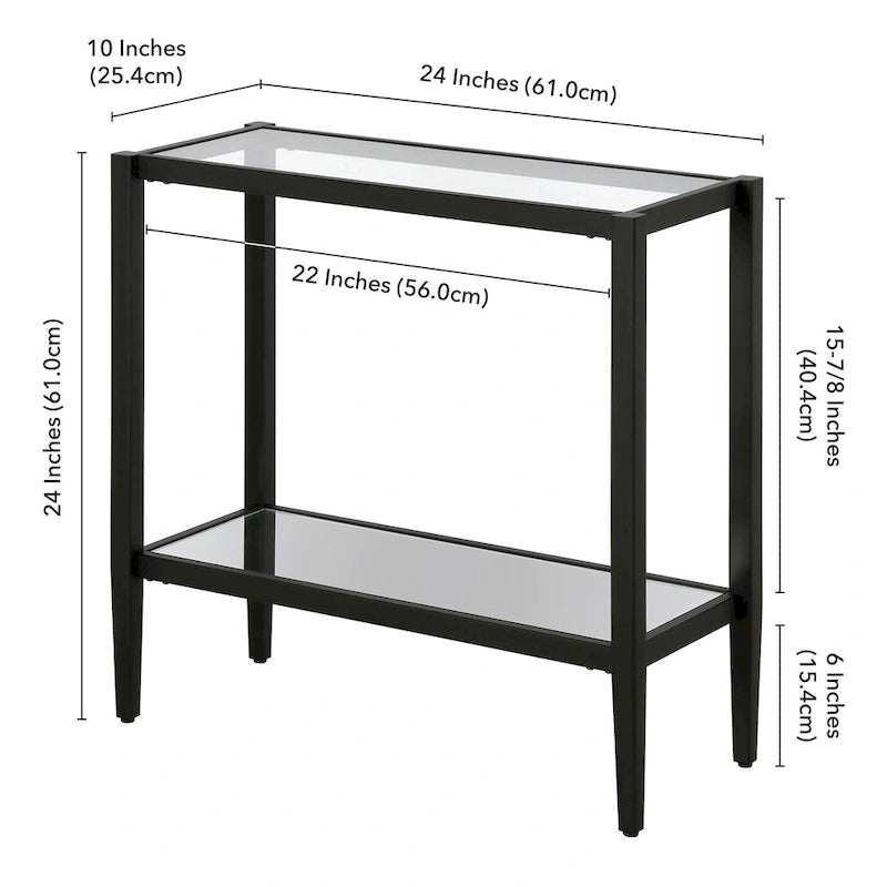 Table d'appoint rectangulaire Hera 24 avec étagère en verre