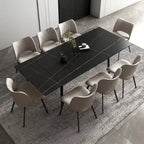 Ensemble de salle à manger extensible 7 pièces de 160 cm à 240 cm avec plateau en pierre frittée et 6 chaises