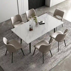 Ensemble de salle à manger extensible 7 pièces de 160 cm à 240 cm avec plateau en pierre frittée et 6 chaises