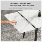 Ensemble de salle à manger extensible 7 pièces de 160 cm à 240 cm avec plateau en pierre frittée et 6 chaises