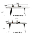 Ensemble de salle à manger extensible 7 pièces de 160 cm à 240 cm avec plateau en pierre frittée et 6 chaises