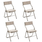 Chaises de salle à manger pliantes en acier touffetées et rembourrées en velours (lot de 4)
