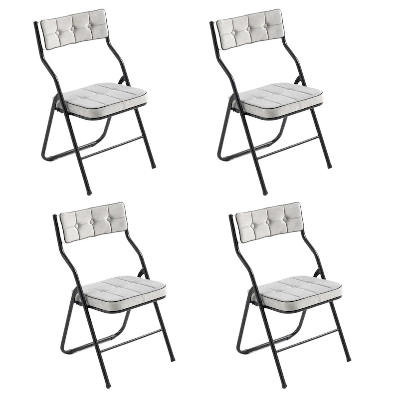 Chaises de salle à manger pliantes en acier touffetées et rembourrées en velours (lot de 4)