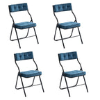 Chaises de salle à manger pliantes en acier touffetées et rembourrées en velours (lot de 4)