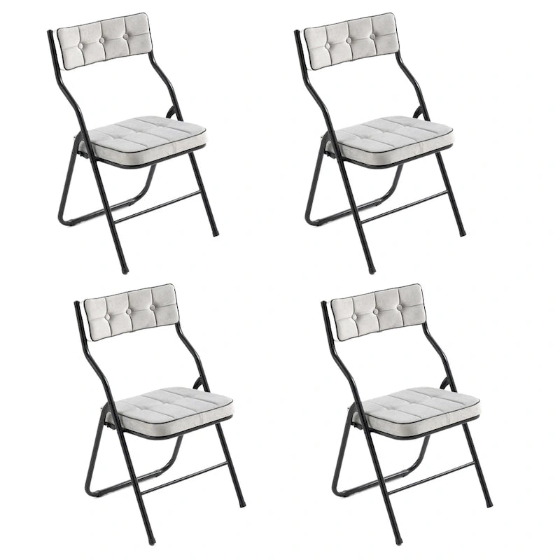 Chaises de salle à manger pliantes en acier touffetées et rembourrées en velours (lot de 4)