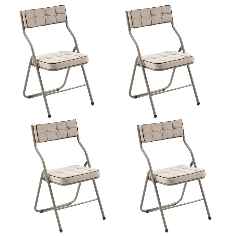 Chaises de salle à manger pliantes en acier touffetées et rembourrées en velours (lot de 4)
