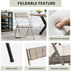 Chaises de salle à manger pliantes en acier touffetées et rembourrées en velours (lot de 4)