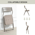 Chaises de salle à manger pliantes en acier touffetées et rembourrées en velours (lot de 4)