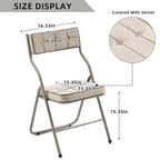 Chaises de salle à manger pliantes en acier touffetées et rembourrées en velours (lot de 4)