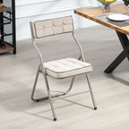 Chaises de salle à manger pliantes en acier touffetées et rembourrées en velours (lot de 4)
