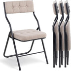 Chaises de salle à manger pliantes en acier touffetées et rembourrées en velours (lot de 4)