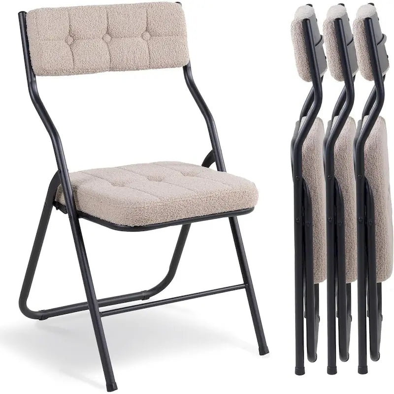 Chaises de salle à manger pliantes en acier touffetées et rembourrées en velours (lot de 4)