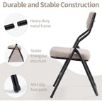 Chaises de salle à manger pliantes en acier touffetées et rembourrées en velours (lot de 4)