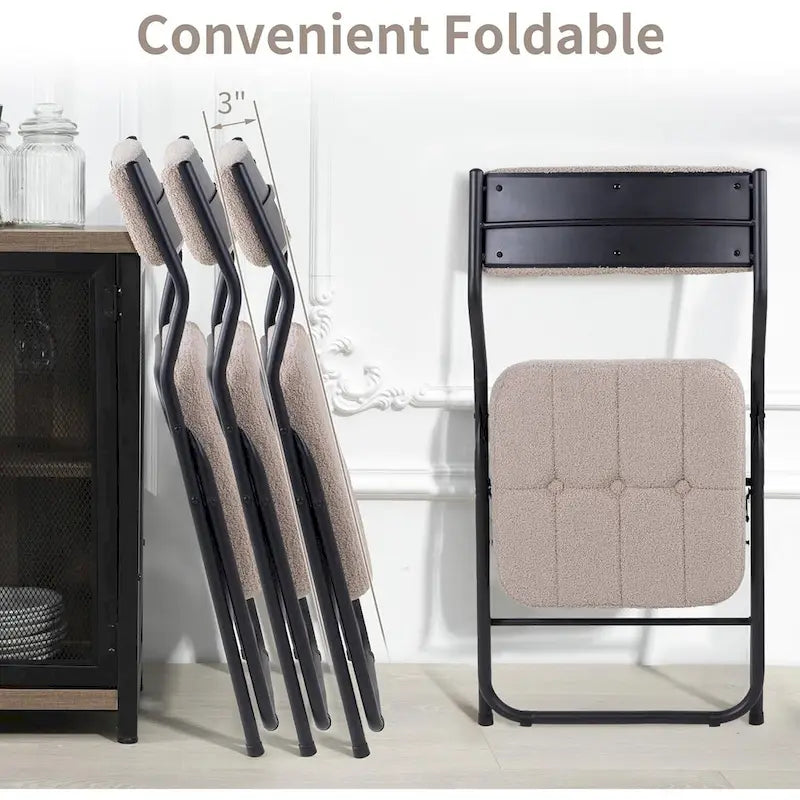 Chaises de salle à manger pliantes en acier touffetées et rembourrées en velours (lot de 4)