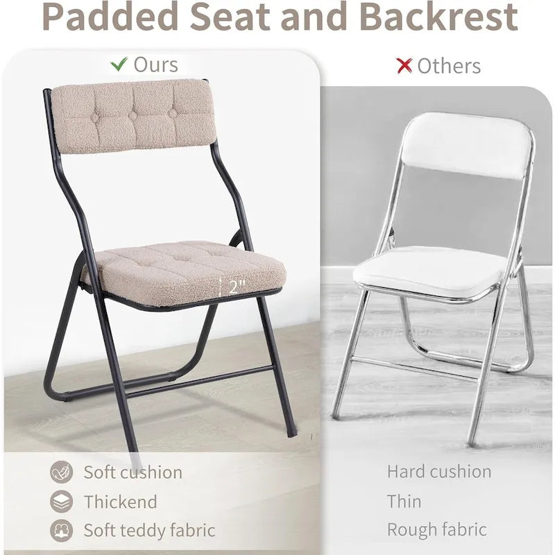 Chaises de salle à manger pliantes en acier touffetées et rembourrées en velours (lot de 4)