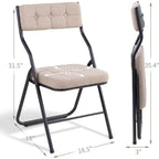 Chaises de salle à manger pliantes en acier touffetées et rembourrées en velours (lot de 4)
