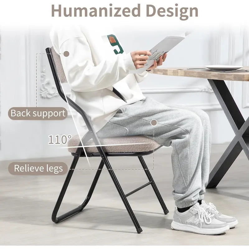 Chaises de salle à manger pliantes en acier touffetées et rembourrées en velours (lot de 4)