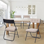 Chaises de salle à manger pliantes en acier touffetées et rembourrées en velours (lot de 4)