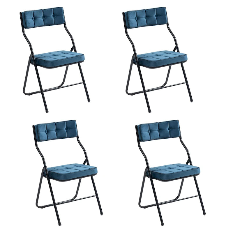Chaises de salle à manger pliantes en acier touffetées et rembourrées en velours (lot de 4)