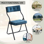 Chaises de salle à manger pliantes en acier touffetées et rembourrées en velours (lot de 4)