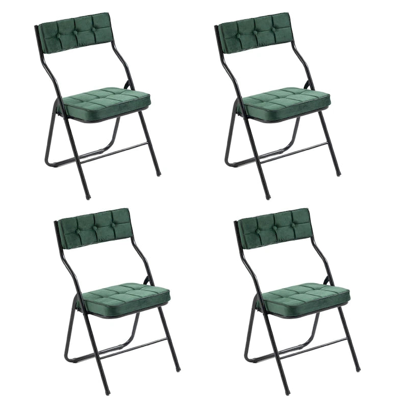 Chaises de salle à manger pliantes en acier touffetées et rembourrées en velours (lot de 4)