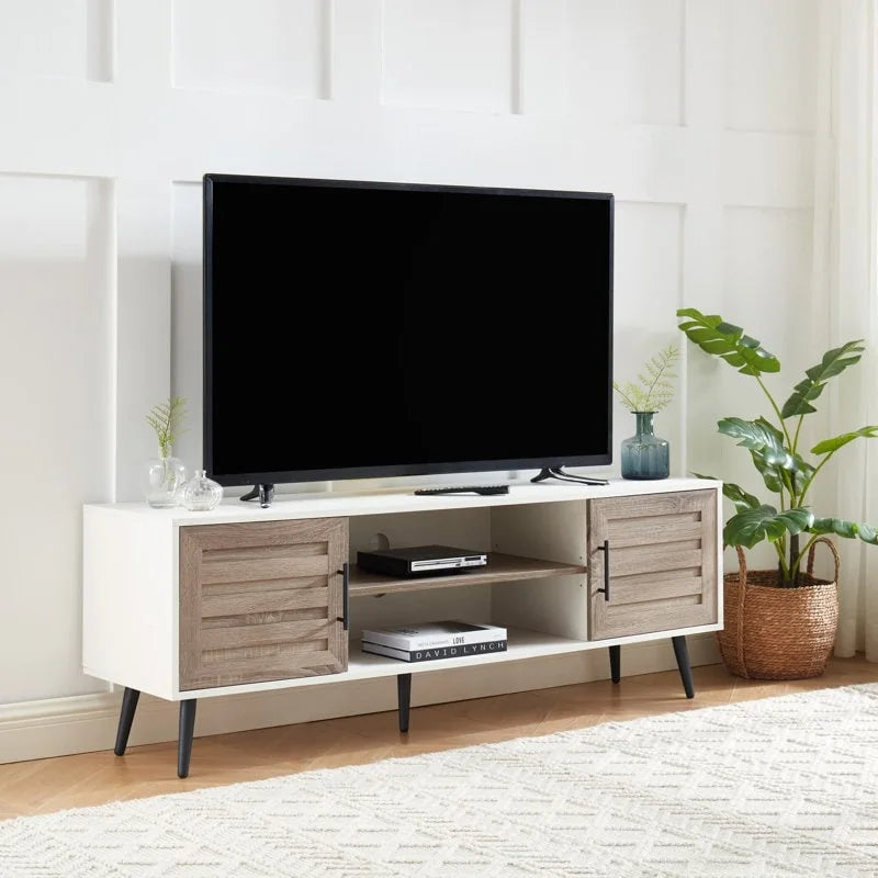 Meuble TV moderne du milieu du siècle pour téléviseurs jusqu'à 70 po Meuble TV console multimédia - 20,5 H X 59 L X 15,5 P