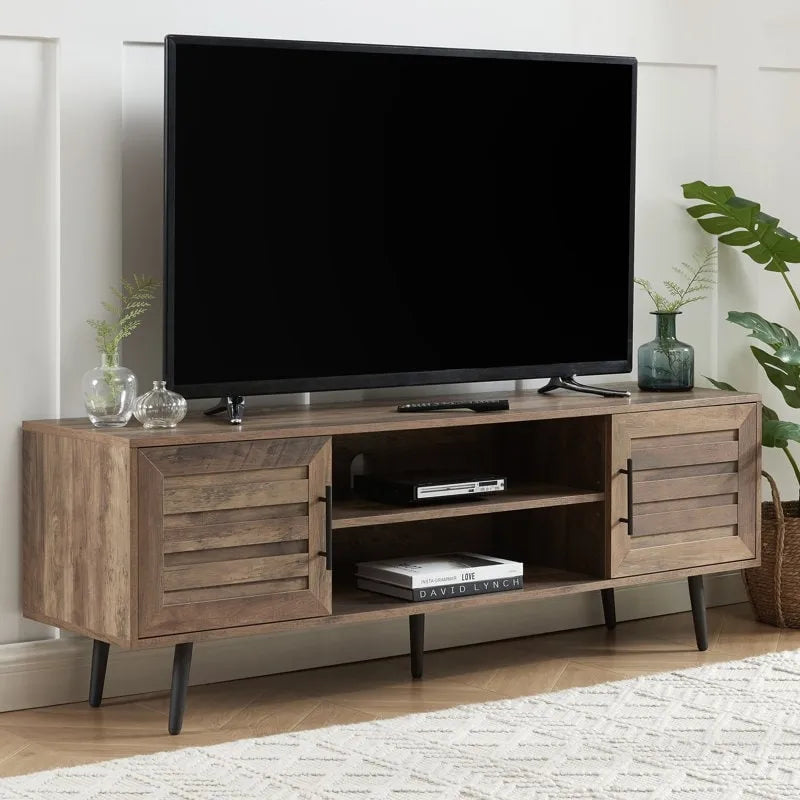 Meuble TV moderne du milieu du siècle pour téléviseurs jusqu'à 70 po Meuble TV console multimédia - 20,5 H X 59 L X 15,5 P
