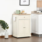 HOMCOM Chariot de cuisine roulant, Desserte de service portable avec tiroir, étagère réglable et 2 porte-serviettes